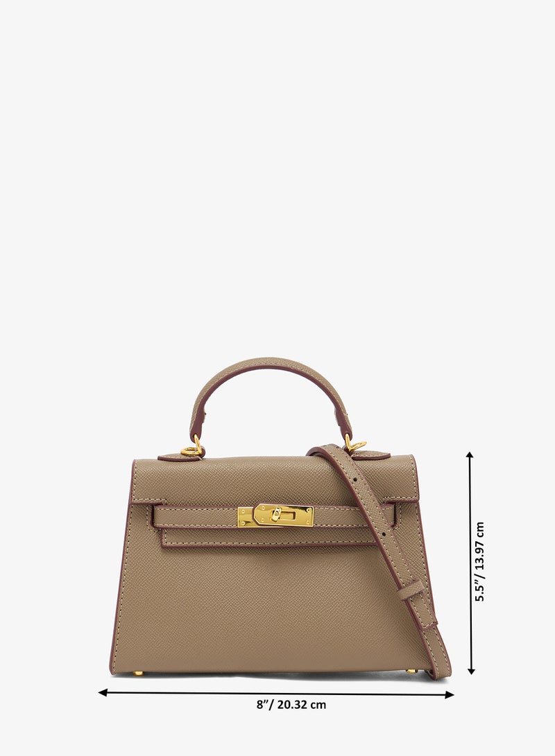 ELLA Structured Gold Accent Satchel Bag - Image 5